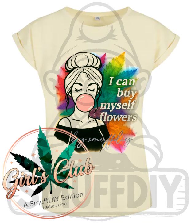 T-Shirt Flowers in Hellgelb - Weed Fashion für Frauen