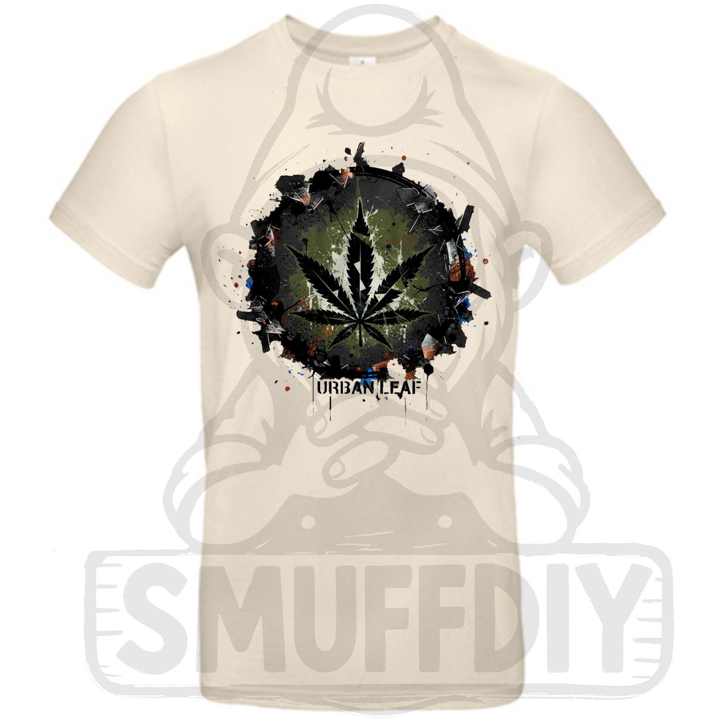 T-Shirt 'Urban Leaf' in Offwhite - trendbewusste Cannabis Streetwear by SmuffDIY