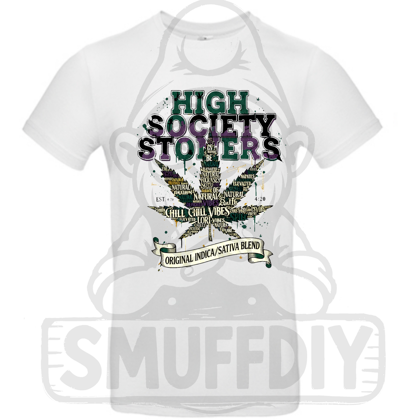 High Society Stoners T-Shirt in Weiss - Nachhaltige Cannabis Streetwear