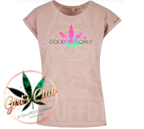 T-Shirt "Vibes" in Rosa - Weed Fashion für Ladies Girl's Club Edition by SmuffDIY