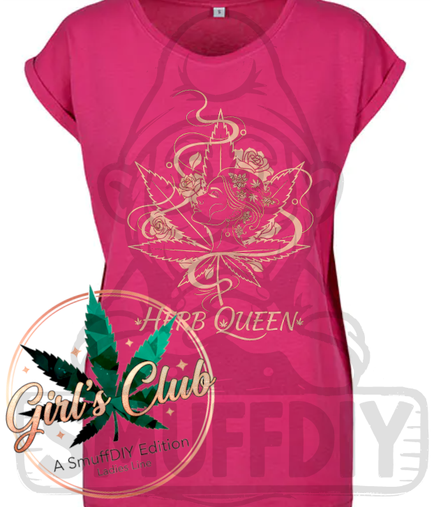 T-Shirt 'Herb Queen' in Pink - ansprechende Cannabis Design für Weed-Fashion Ladies Line by SmuffDIY