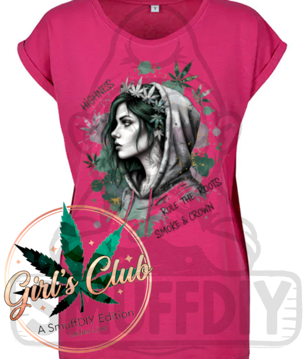 T-Shirt 'Highness' in Pink - urbane Cannabis Streetwear für Frauen by SmuffDIY
