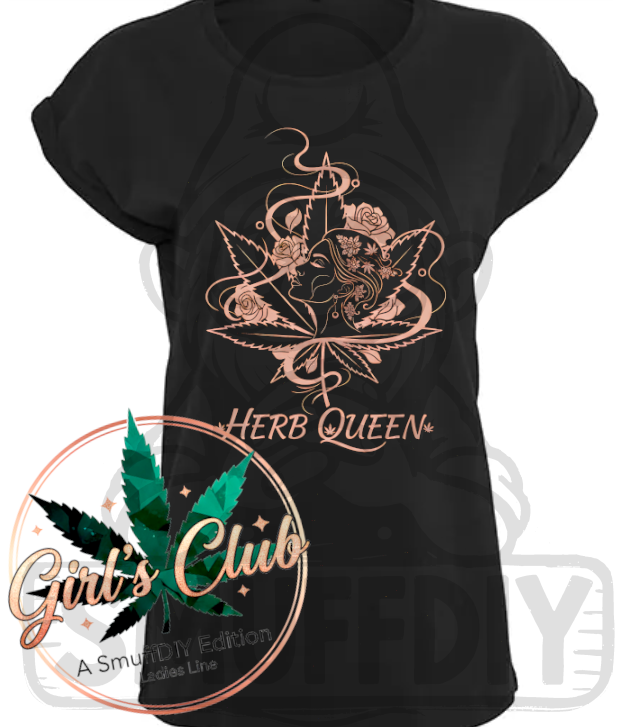 T-Shirt 'Herb Queen' in Schwarz - ansprechende Cannabis Design für Weed-Fashion Ladies Line by SmuffDIY