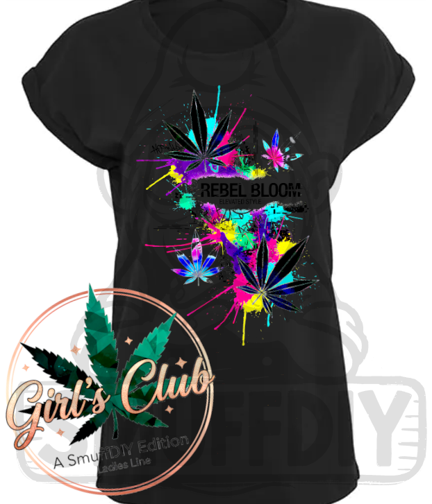 T-Shirt 'Rebel Bloom' in Schwarz - Weed Fashion für Frauen von SmuffDIY