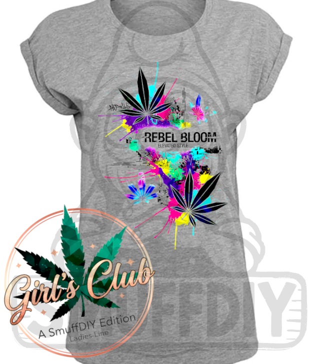 T-Shirt 'Rebel Bloom' in Grau - Weed Fashion für Frauen von SmuffDIY