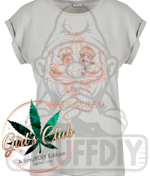 T-Shirt 'Herb Queen' in Hellgrau - ansprechende Cannabis Design für Weed-Fashion Ladies Line by SmuffDIY