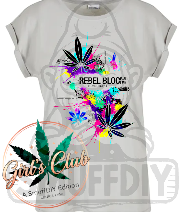 T-Shirt 'Rebel Bloom' in Hellgrau - Weed Fashion für Frauen von SmuffDIY