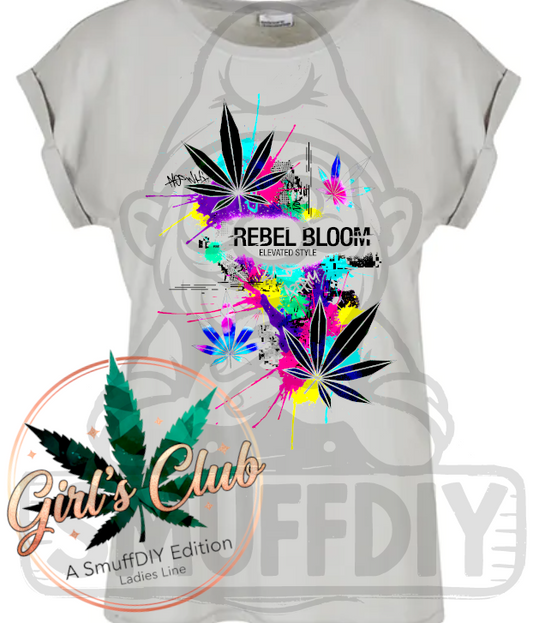T-Shirt 'Rebel Bloom' in Hellgrau - Weed Fashion für Frauen von SmuffDIY