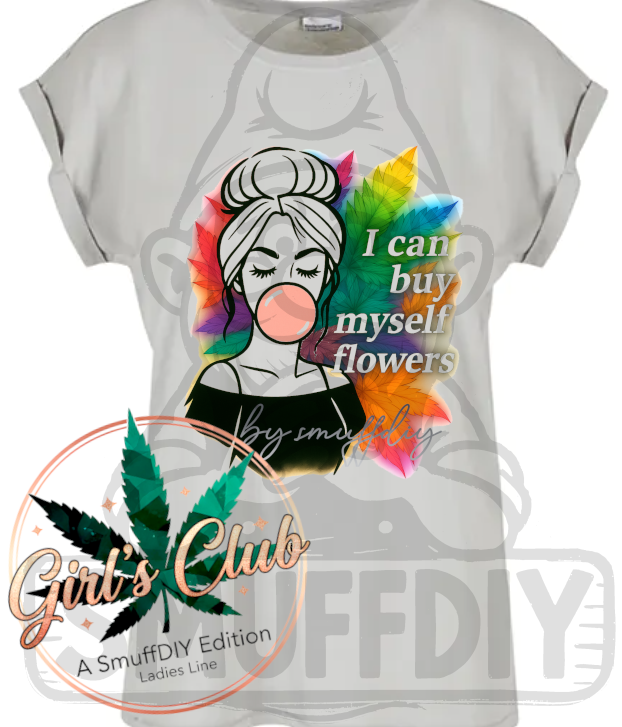 T-Shirt Flowers in Hellgrau - Weed Fashion für Frauen