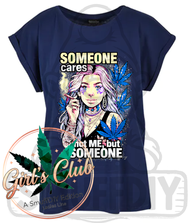 T-Shirt 'Someone Cares' in Dunkelblau - Cannabis Mode für Frauen