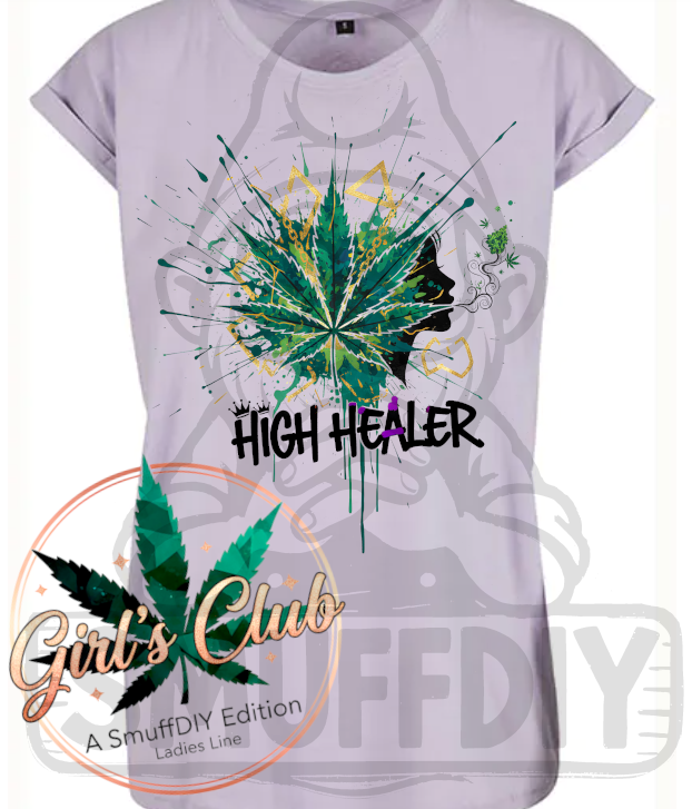 T-Shirt 'Healer' in Flieder - Weed-Fashion Ladies Line Girl's Club by SmuffDIY