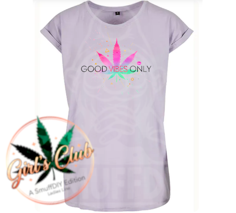 T-Shirt "Vibes" in Flieder - Weed Fashion für Ladies Girl's Club Edition by SmuffDIY