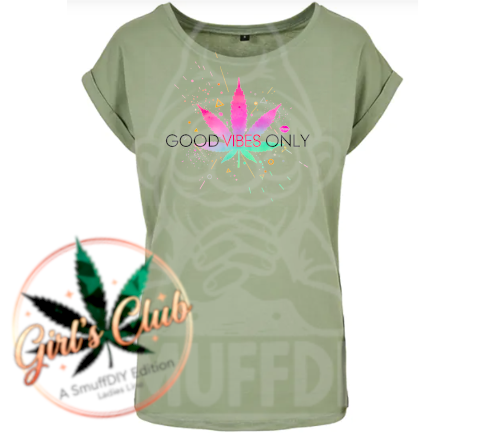 T-Shirt "Vibes" in Lindgrün - Weed Fashion für Ladies Girl's Club Edition by SmuffDIY