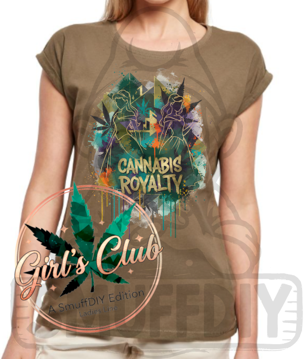 T-Shirt 'Royalty' in Olivegrün - stilvolles Canna-Shirt der Girl's Club Edition by SmuffDIY