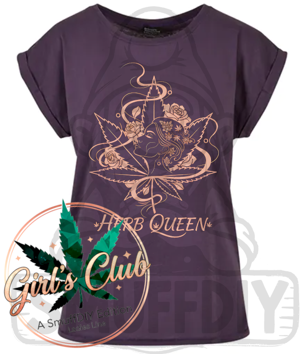 T-Shirt 'Herb Queen' in Lila - ansprechende Cannabis Design für Weed-Fashion Ladies Line by SmuffDIY