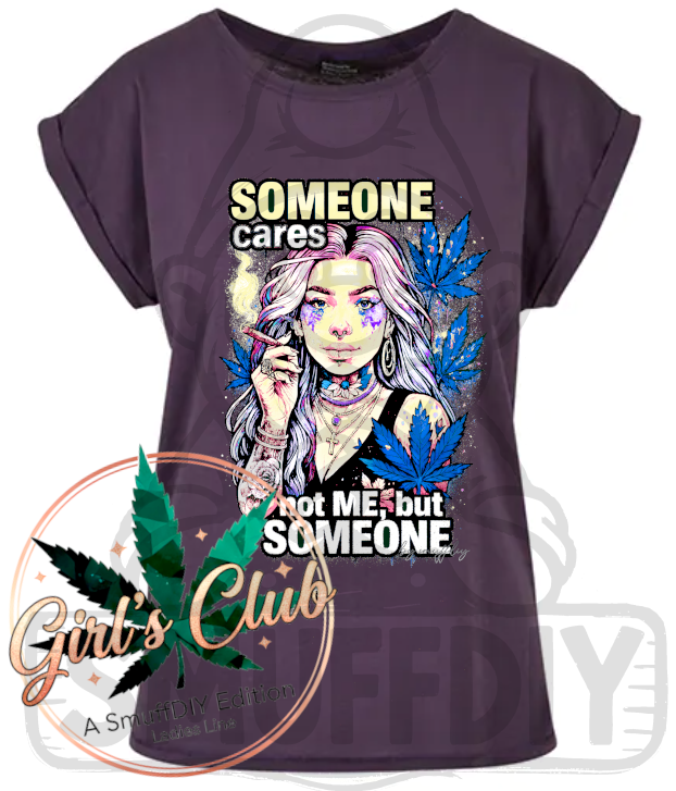 T-Shirt 'Someone Cares' in Dunkelviolett - Cannabis Mode für Frauen