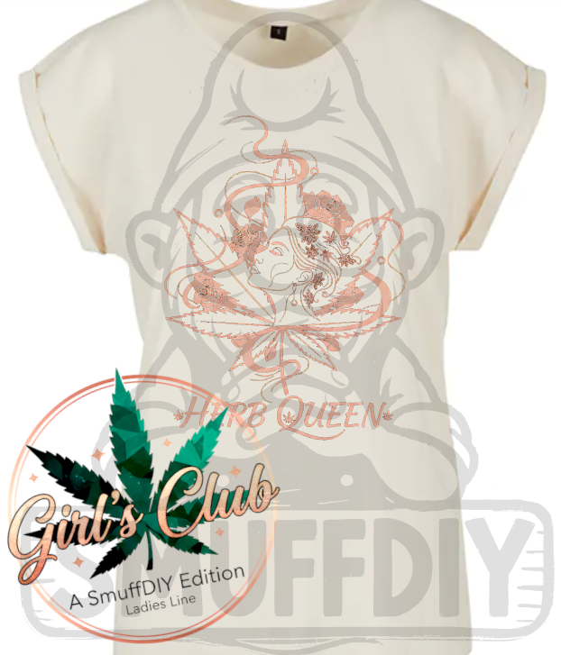 T-Shirt 'Herb Queen' in Beige - ansprechende Cannabis Design für Weed-Fashion Ladies Line by SmuffDIY