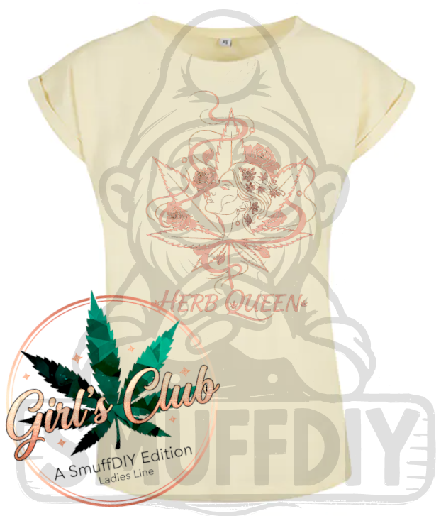 T-Shirt 'Herb Queen' in Hellgelb - ansprechende Cannabis Design für Weed-Fashion Ladies Line by SmuffDIY