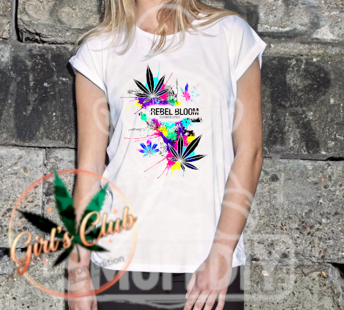 T-Shirt 'Rebel Bloom' in Weiss - Weed Fashion für Frauen von SmuffDIY
