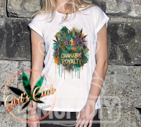 T-Shirt 'Royalty' in Weiss - stilvolles Canna-Shirt der Girl's Club Edition by SmuffDIY