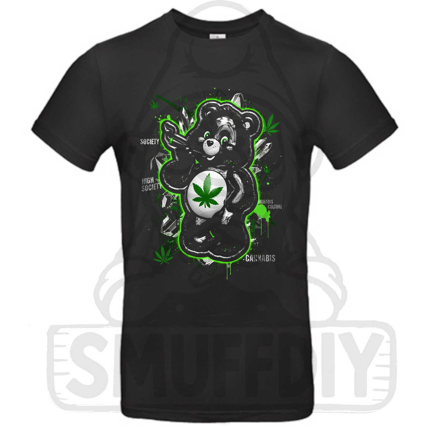 T-Shirt Ganja-Bär Black in schwarz - kultiger Cannabis Bär im Streetwear-Look by SmuffDIY