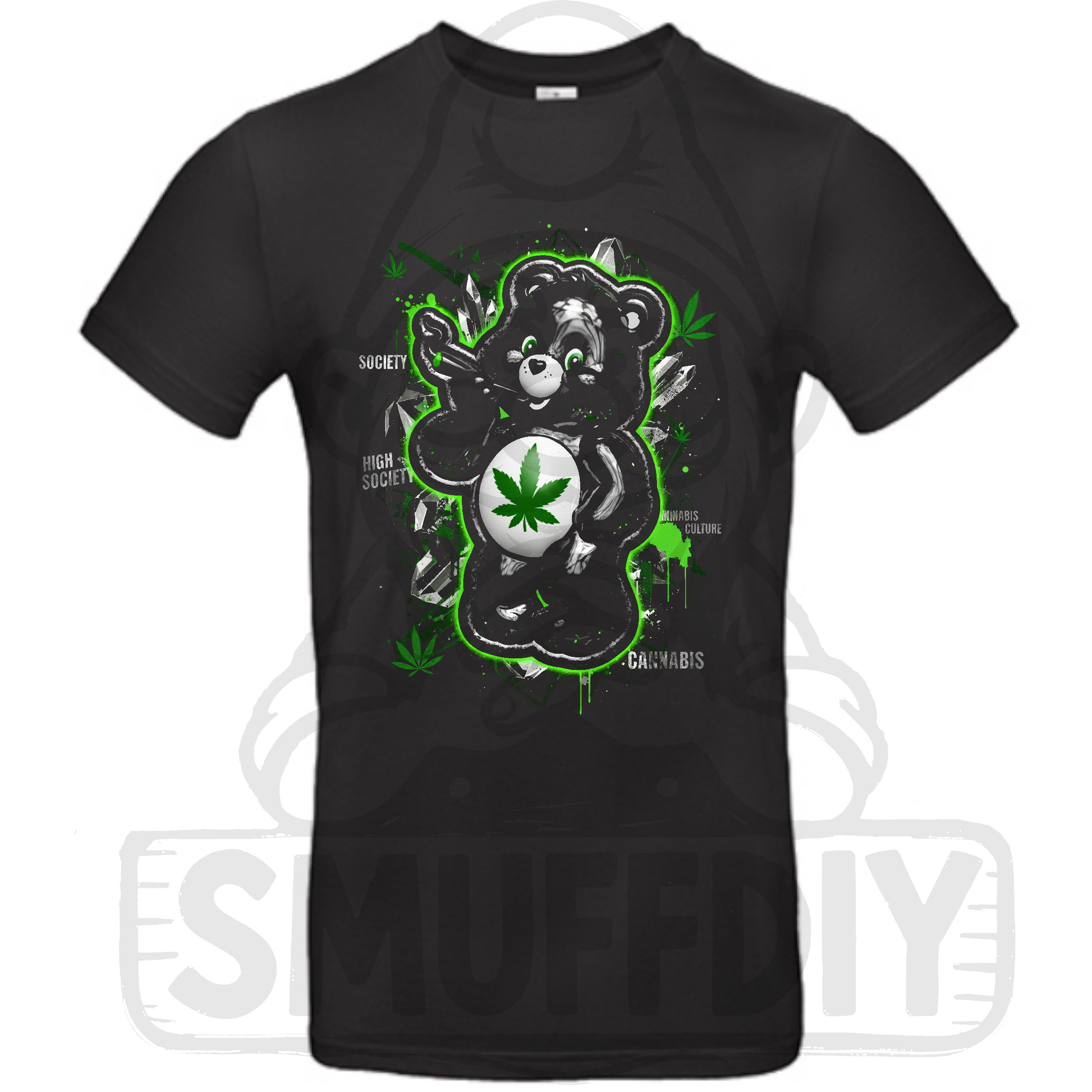 T-Shirt Ganja-Bär Black in schwarz - kultiger Cannabis Bär im Streetwear-Look by SmuffDIY