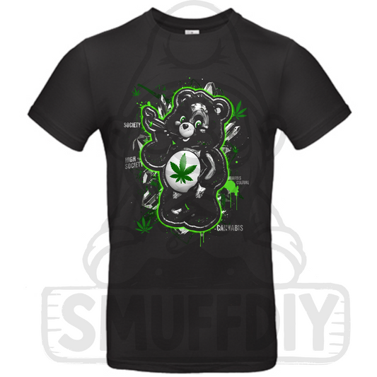 T-Shirt Ganja-Bär Black in schwarz - kultiger Cannabis Bär im Streetwear-Look by SmuffDIY