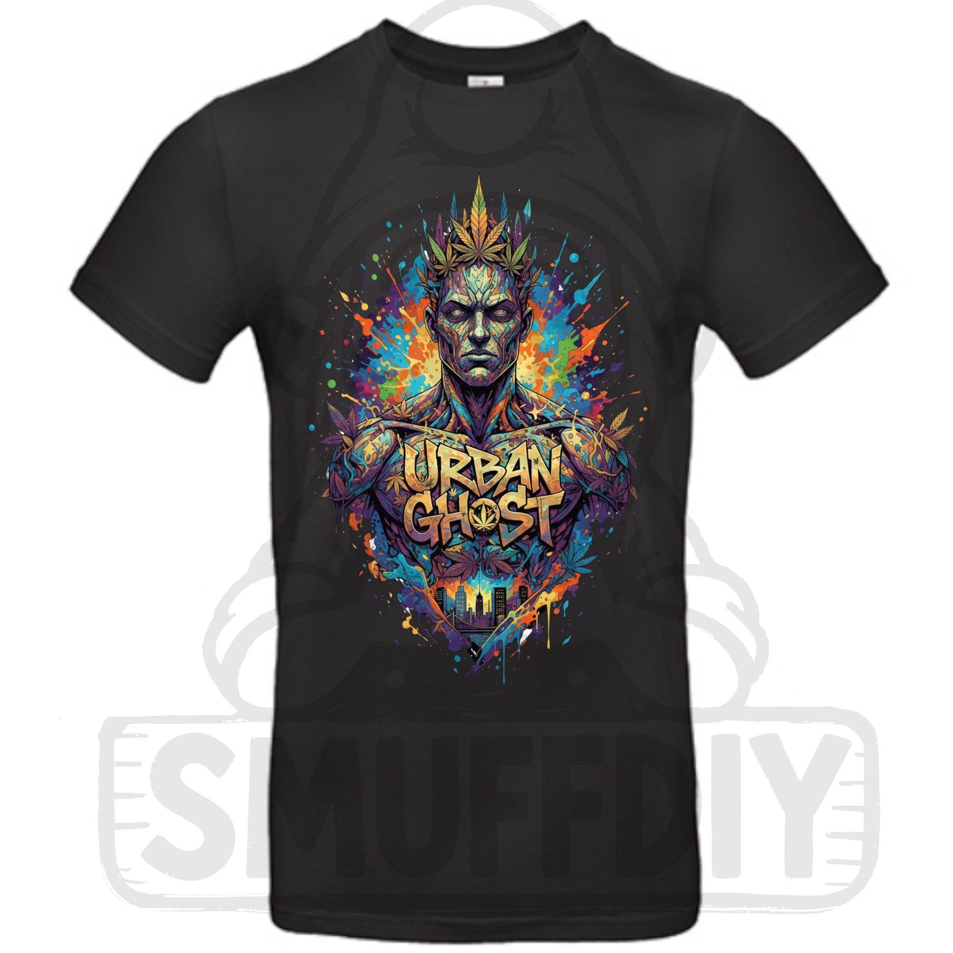T-Shirt "Ghost" in Schwarz - auffällige Cannabis Streetwear by SmuffDIY