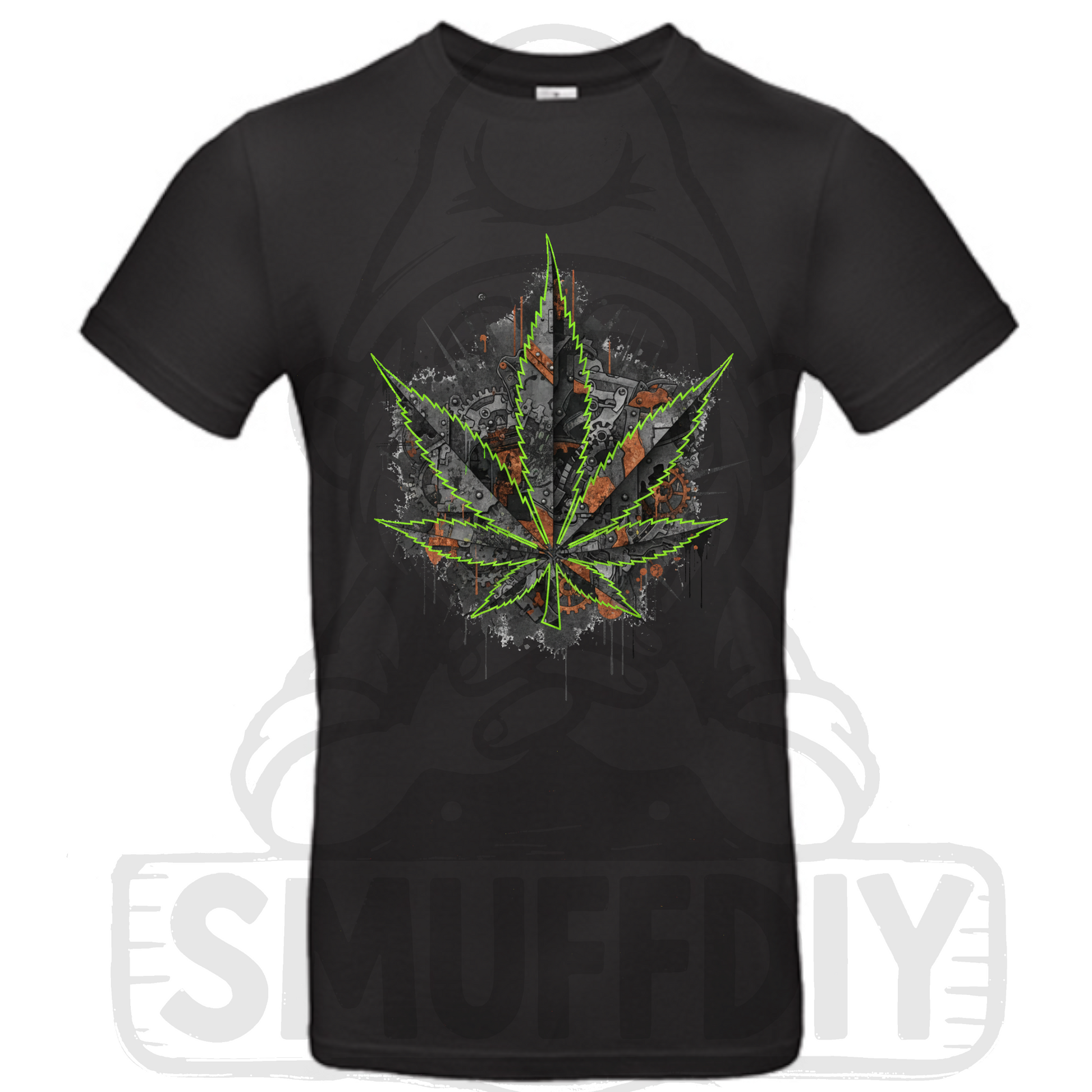 T-Shirt 'Machine' in Schwarz - coole Weed-Fashion mit trendigem Cannabis Design als Streetwear by SmufDIY