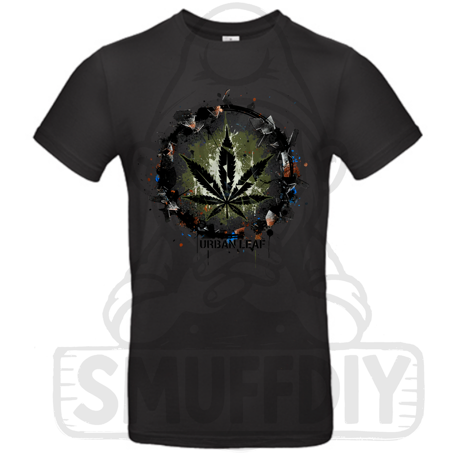 T-Shirt 'Urban Leaf' in Schwarz - trendbewusste Cannabis Streetwear by SmuffDIY