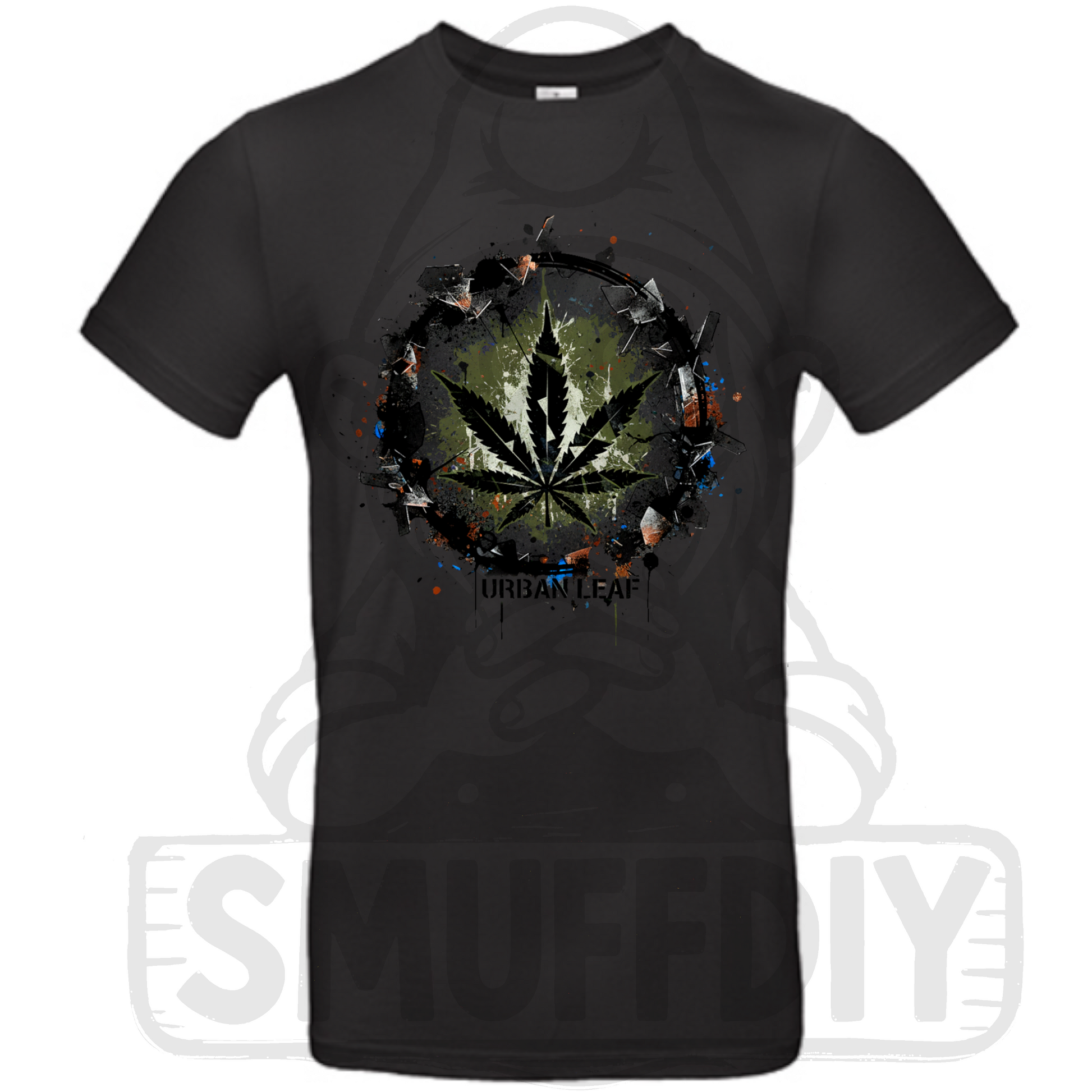 T-Shirt 'Urban Leaf' in Schwarz - trendbewusste Cannabis Streetwear by SmuffDIY