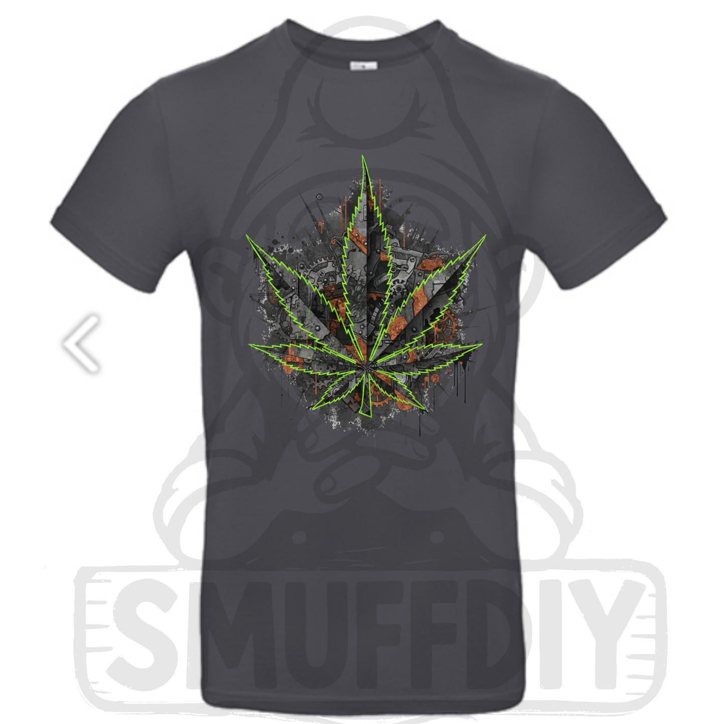 T-Shirt 'Machine' in Dunkelgrau - coole Weed-Fashion mit trendigem Cannabis Design als Streetwear by SmufDIY