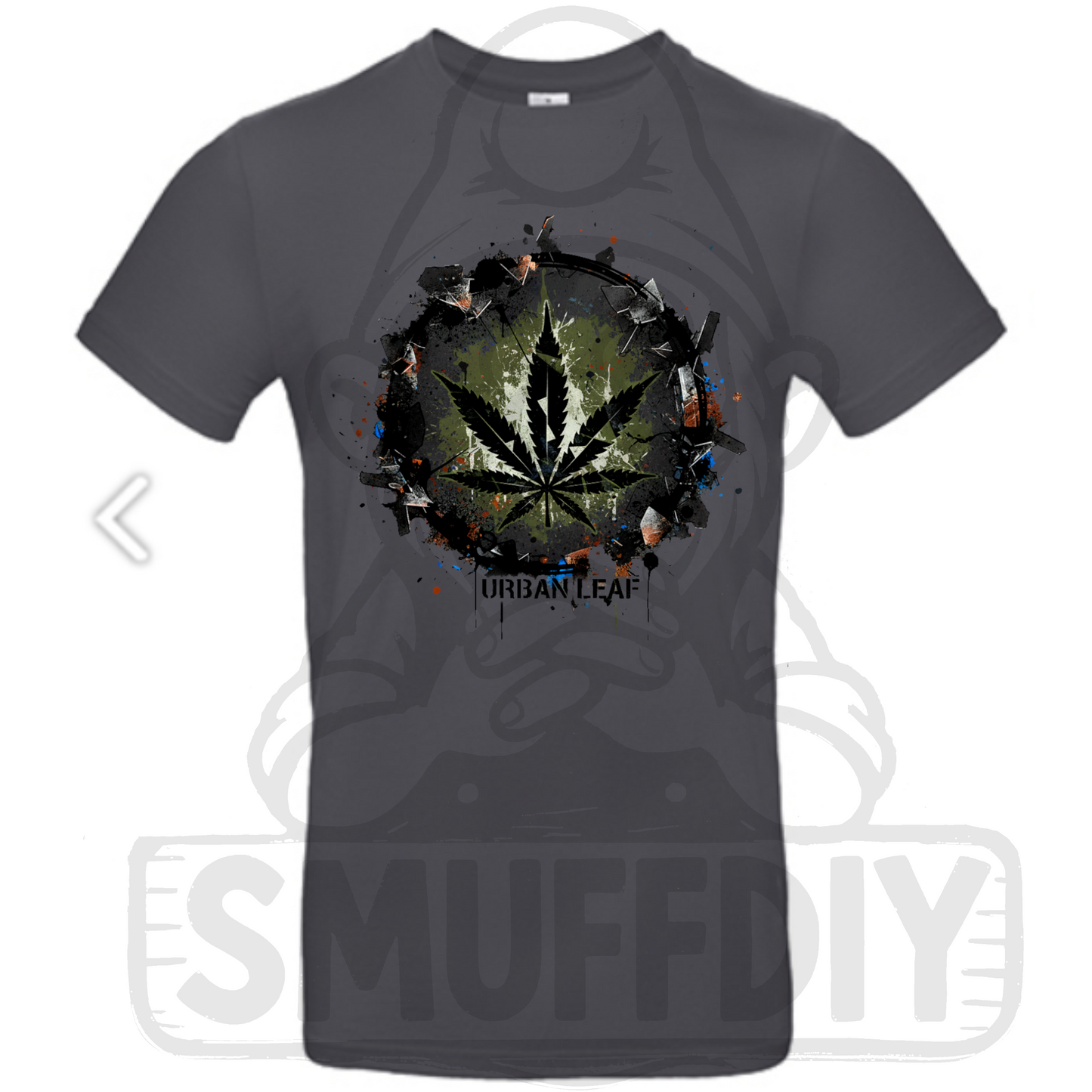 T-Shirt 'Urban Leaf' in Dunkelgrau - trendbewusste Cannabis Streetwear by SmuffDIY