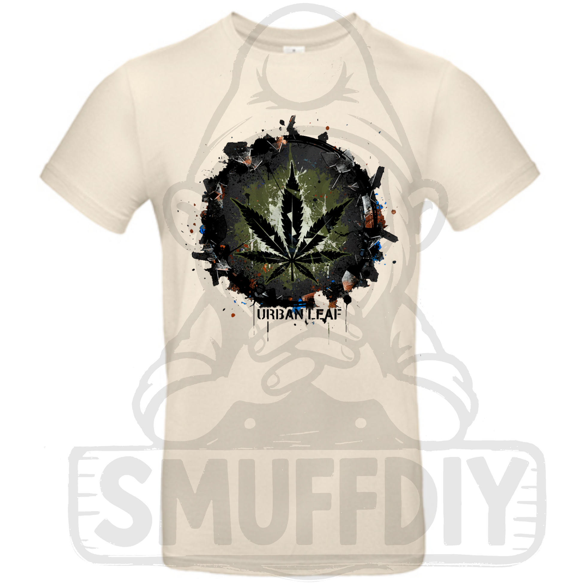T-Shirt 'Urban Leaf' in Offwhite - trendbewusste Cannabis Streetwear by SmuffDIY