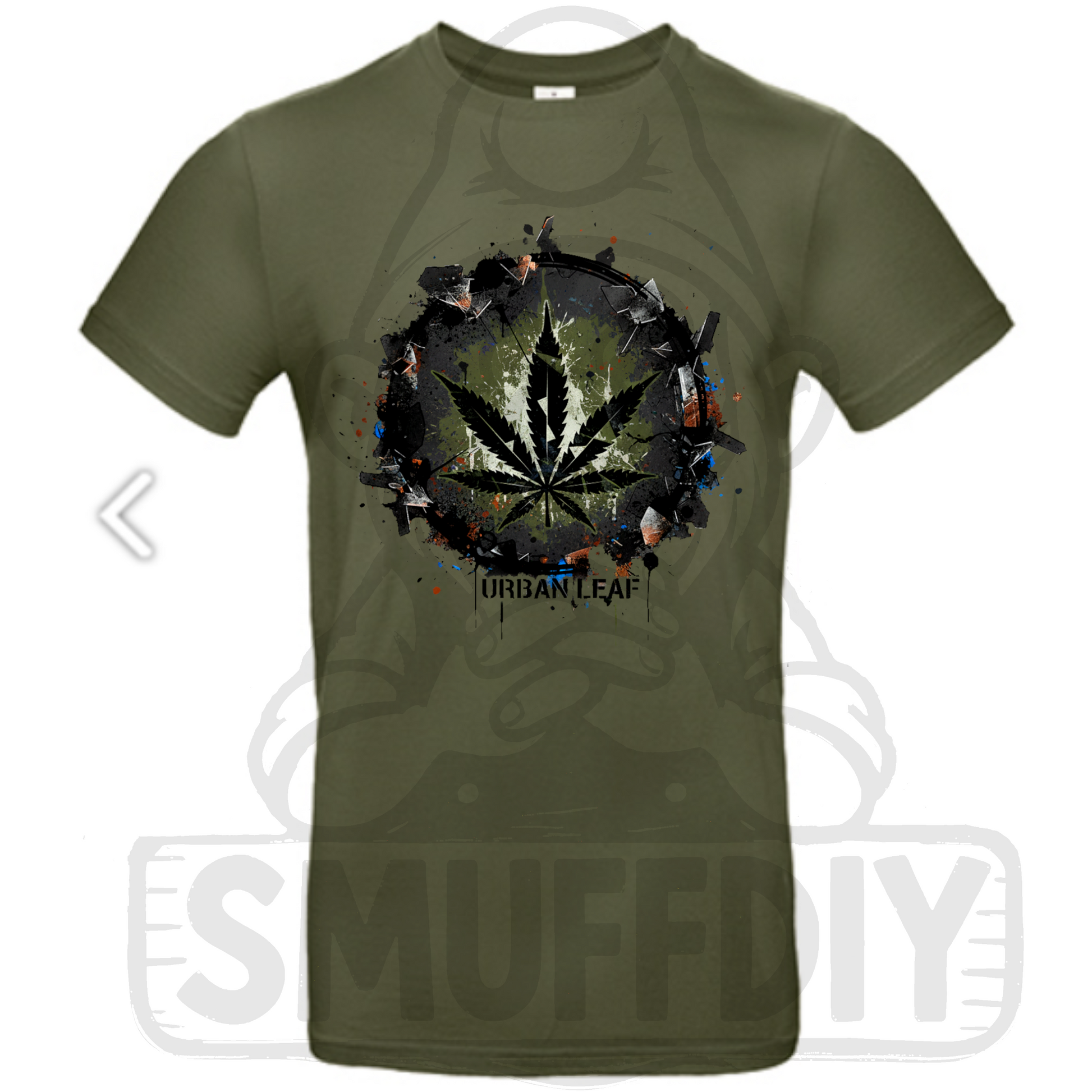 T-Shirt 'Urban Leaf' in Olivgrün - trendbewusste Cannabis Streetwear by SmuffDIY