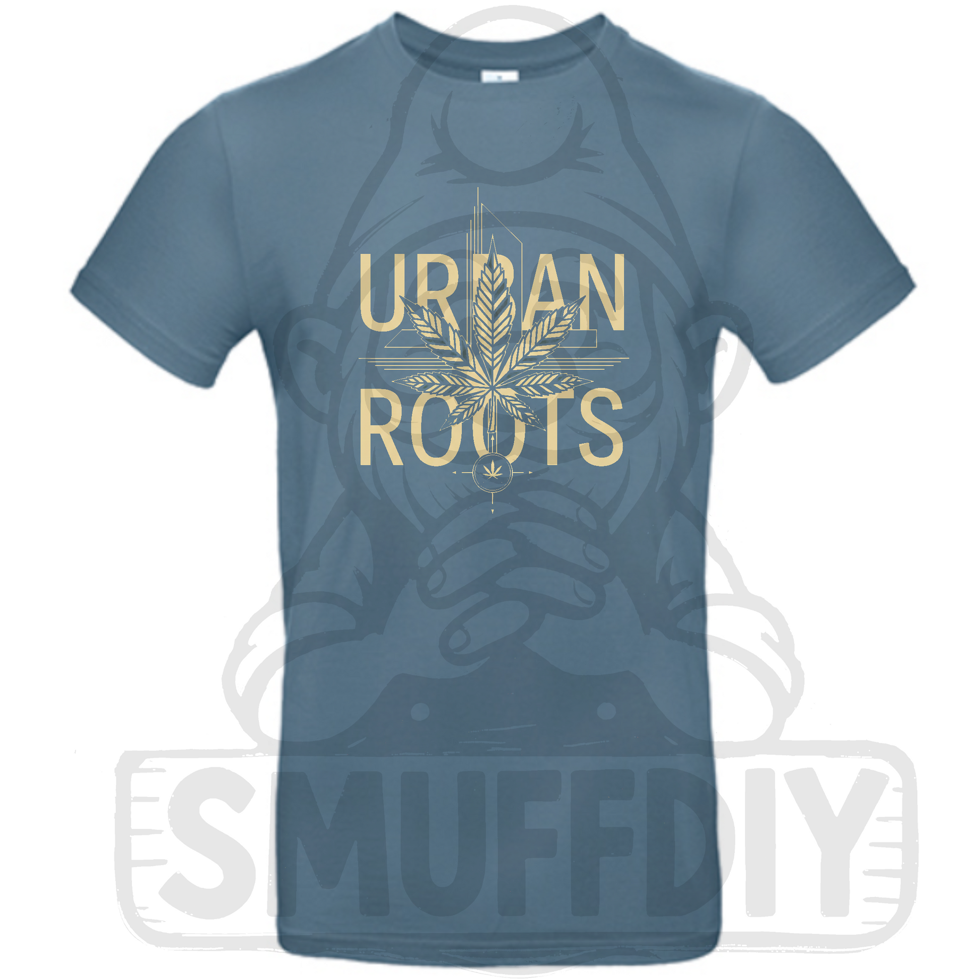Urban Roots T-Shirt in Steinblau - Nachhaltige Cannabis Streetwear